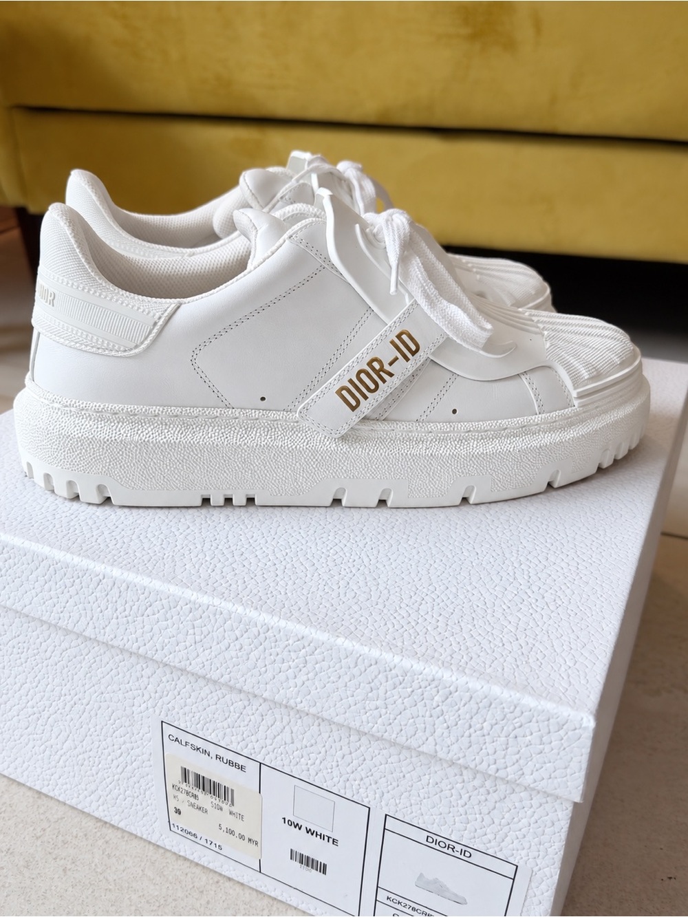 Dior  White Leather DIOR-ID Strap Sneakers